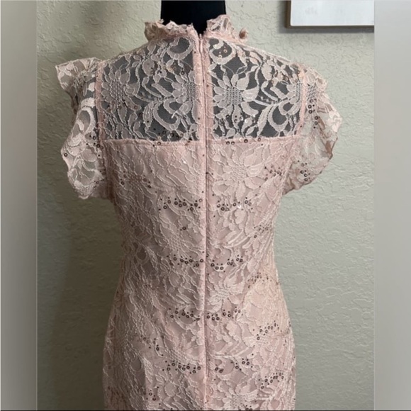 Alexa B Nites Dress Lined Shell Pink Blush Sequins Size 6 - Picture 6 of 7